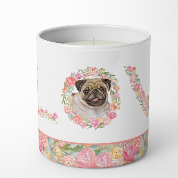 Carolines Treasures 3.75 x 3.25 in. Unisex Pug Love 10 oz Decorative Soy Candle WDK4608CDL - main